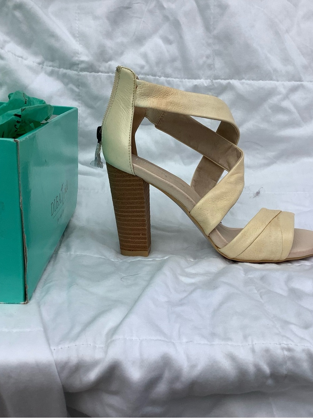 Diba Beige Strappy Block Heel Sandal